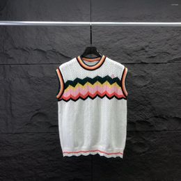 Men's Vests Sweater Vest Men Daily Comfortable Sleeveless O-neck Contrasting Colors All-match SummermBeach Chic Streetwear Simple