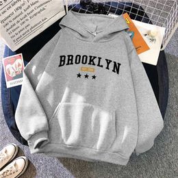 Sweatshirts Mens Hoodies Sweatshirts Brooklyn Letter printed sportswear casual mens printed hoodie loose street style zippered womens casual sportswear 240425