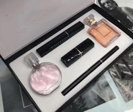 Brand makeup set 15ml perfume lipsticks eyeliner mascara 5 in 1 with box Lips cosmetics kit for women gift drop 8835999
