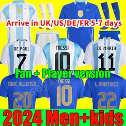 24 25 Argentina 3 star Soccer Jerseys Commemorative Fans Player Version MESSIS DYBALA DI MARIA MARTINEZ DE PAUL MARADONA Kids Kit Men 2024 Copa America Cup