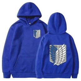 Mens Hoodies Sweatshirts Attack Titan Mens Hoodie Anime Hoodie Mens Street Clothing Pullover Harajuku Shingeki No Kyojin Hooded Sweatshirt Clothing 240425