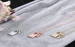 3Colors Hot Brand Tone Lock Pendant M Full Rhinestone Plated Gold Pendant Necklace K Letter Necklace Logo Gift6319947