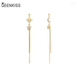 Stud Earrings QEENKISS EG7149 Fine Jewelry Wholesale Woman Birthday Wedding Gift Long Star Moon Zircon 925 Sterling Silver Needle Earring