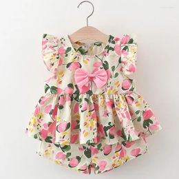Clothing Sets Summer Infant Baby Girls Outfits Flower Bow Top Shorts 2Pcs Suit For Born Girl Clothes Baby's Birthday Set