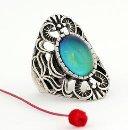 New Style Vintage Color Change Ring Fine Emotion Feeling Silver Plated Mood Stone Rings9522206