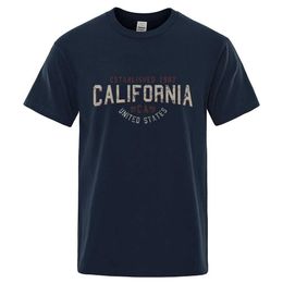 Men's T-Shirts Established in 1982 California USA mens T-shirts oversized cotton summer T-shirts breathable and loose O-neck shirts hip-hop T-shirts J240426