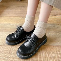 Women Socks Maillard Cotton Ruffles Ankle Lolita Cute Kawaii Korean Stocking Girl Spring Black White Middle Tube Japanese Sox