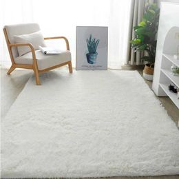 Carpets Large Modern Living Room Carpets White Silky Fluffy Girl Bedroom Bedside Mats House Entrance Mat Home Decoration Furry Soft Rugs