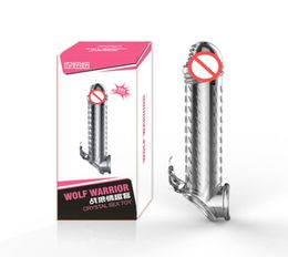 Super Long Soft Penis Extender Sleeve Enlargement Reusable Male Cock Ring Adult Sex Toy For Men7931148