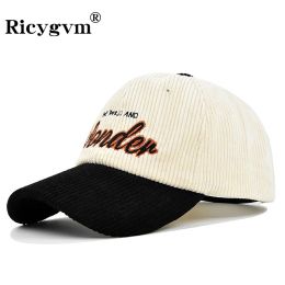 Softball WONDER Letters Embroidered Corduroy Baseball Cap For Men Women Autumn Winter Keep Warm Snapback Hat Hip Hop Casquette Gorras