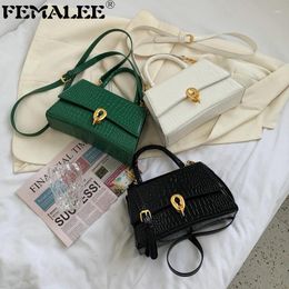 Shoulder Bags Lady Elegant Crocodile Pattern Messenger Chic Lock Trapezoid Handbags And Purses Luxury Pure Colour Sac A Main