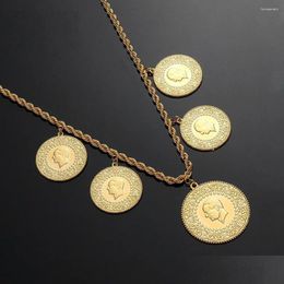 Chokers Choker Muslim Islam Zinc Alloy Coin Portrait Pendant Necklaces Gold Colour Arab Money Sign Chain Middle Eastern Jewellery Gift Dr Ot5Jo