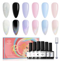 Kits Modelones 6pcs/box Holographic 9d Cat Eye Gel Nail Polish Set Summer Colors Semi Permanent Soak Off Uv Led Manicure Kit Nail Art