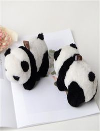 Cute Real Genuine Sheep Fur Panda Bear Pompom Ball Bag Charm Key Chain Keyring Accessories Phone Purse Handbag4614191