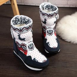 Boots Girl Platform Ankle Bare Warm Mid-Calf Lined Waterproof Casual Snow Soft Cotton Fabric Baby Boys Rubber Shoes