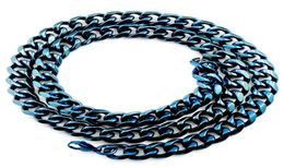 AMUMIU Trendy Blue High Polish Stainless Steel Necklace Links Chain Men Jewellery Cool Classic Party Gifts HN0353895804