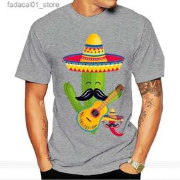 Men's T-Shirts Funny Men t shirt Women novelty tshirt Mariachi Cactus Shirt Mexican Guitar Sombrero Mustache Gift cool T-Shirt Q240426