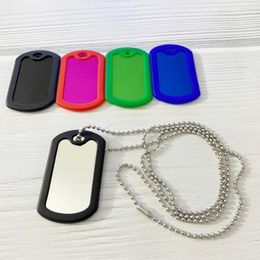 Dog Tag 100pcs/lot Mixed Colors Military Tags For Men Blank With Bead Chains Aluminum