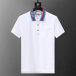 Mens Unique designers Polos Shirts For Man High Street Italy Embroidery Garter Snakes Little Bees Printing Brands Clothes Cottom Clothing Tees M-3XL 16 colors