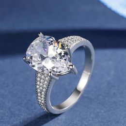 Wholesale Chucong Brand Wedding Rings Luxury Jewellery Real 100% 925 Sterling Silver Water Drop White Moissanite Diamond Gemstones Party Women Engagement Ring Gift