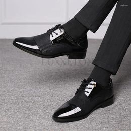 Casual Shoes Men Leather 2024 Vintage Classic Oxford Patent Lacing Social Black Wedding Party