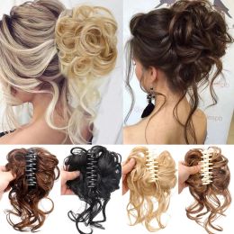 Chignon Synthetic Women's Hair Buns Curly Chignon Ombre Hair Messy Buns Updo Scrunchies Elastic Band Hairpiece For Women