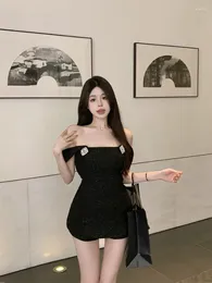 Work Dresses 2024 Spring Korean Sexy Backless Bow Cute Solid Color Camisole Women High Waist Casual All Match Shorts Two-piece Suit