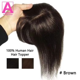 Toppers Natural Straight Human Hair Toppers 13x9cm 10 Inches Swiss Lace Real Remy Human Hair For Women Brown Clip In Hair Extensions