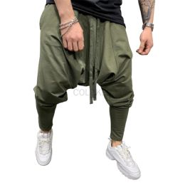 Pants Men's Hip Hop Pants Casual Jogging Harem Pants Drop Crotch Loose Baggy Black Green White Streetwear Men
