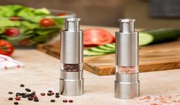 Mills Stainless steel grinder thumb push salt pepper grinding portable manual peppesrs machine spice sauce kitchen tool9340287