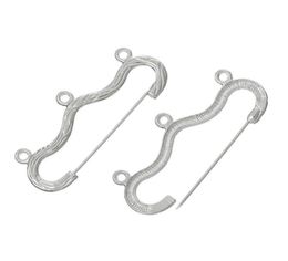 100 Pcs large brooches safety pin 3 Holes Silver Plated 46cm good for DIY craft7887226