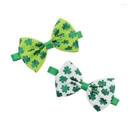 Dog Collars 2 Pcs Bow Tie Bowtie St Patrick's Day Pet Kitten Cat Collar Clovers Ribbon Costume Costumes