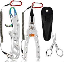 Fishing Tool Kit Aluminium Fishing Pliers Fishing Scissor Hook Remover Split Ring Fly Fishing Gear Fishing Gift Fish Lip Gripper 240415