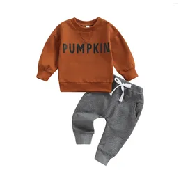 Clothing Sets 0-24M Autumn Toddler Baby Boys Clothes Cotton Letter Print Long Sleeve Sweatshirt Tops Trousers 2pcs Outfit