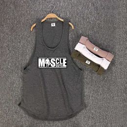 Men's Tank Tops MuscleGuys brand bodybuilding sleeveless shirt mens gym vest low cut vest sexy muscle fitness Stringer sportswear underwearL2404