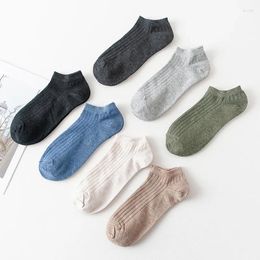 Men's Socks 3 Pairs Cotton Boat Sock Plain Color Mens Casual Breathable Sweat Absorbing