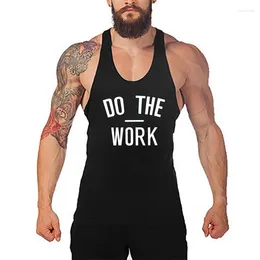 Men's Tank Tops DO THE WORK Letter Printed Profession Raceback Gym Mens Cotton Bodybuilding Stringer Singlets Fitness Sleeveless Shirt