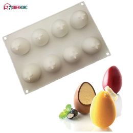 Moulds SHENHONG 8 Holes Egg Shape Silicone Cake Mould DIY 3D Oval Mould Cupcake Cookie Muffin Soap Moule Baking Tools Mould