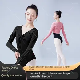 Stage Wear Modern Dance Attire Adult Drawstring Long Sleeved Top Ballet Training Suit Outerwear Body Female Art Exam