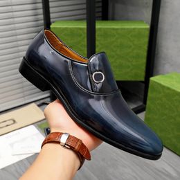 Luxurious Designer Men Dress Shoes Genuine Patent Leather Black Brown Blue Moccasins Business Handmade Shoe G Formal Party Office Wedding Men Loafers Shoe