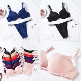 Letter Sexy Rhinestone Underwear Comfort Brief Push Up Bra and Panty 2 Piece Sets for Women Lingerie Bikini Set Motion Design 1125ess 115ess