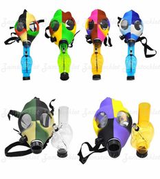 Silicone Mash Creative Acrylic Silicone Smoking Pipe Gas Mask Acrylic Bongs Pipes Plastic Oil Burner Pipe Water Bongs Smoke Hand P3293762