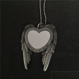 Pendant Necklaces Sublimation Fashion Jewellery Blank Wings Car Hanger Transfer Printing Consumables Drop Delivery Pendants Dhg4G