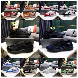 Designer shoes men americas cup sneakers low leather patent leather lace up black green yellow fashion round toe sport casual shoe
