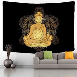 Tapestries Golden Buddha Tapestry Wall Hanging Psychedelic Mysterious Hippie Tapies Bohemian Living Room Home Decor
