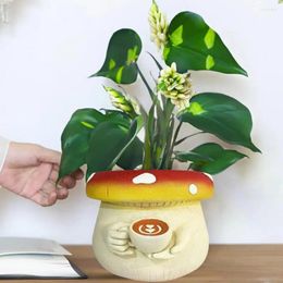 Vases Quirky Plant Pot Handcrafted Mushroom Shaped Succulent With Drainage For Indoor Plants Uv-resistant Flowerpot Planter