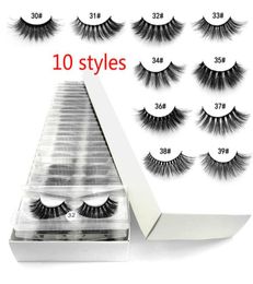 Whole 10 styles 3039 Eyelashes 3d Mink Lashes Natural Mink fake Eyelashes Makeup False lashes 10 pairs3377689