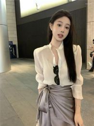 Work Dresses Spicy Girl Fashion Thin Shirt Lace Up Skirt Two Piece Set Women Korean O-Neck Single Breasted Shirring Solid Slim Summer Suit