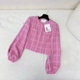 Jaqueta chan cc 2024 novas jaquetas para mulheres tweed rosa roupas novas roupas de grife feminino tops women feminino jaquetas de casaco feminino jaqueta feminina feminina tweed jaqueta presente