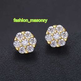 Bestanden Test Männer Frauen d Farbe 3mm Moissanit Sterling Sier Gold Plated Bling Diamond Bolnen Ohrringe Schönes Geschenk